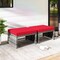 Costway Patio Ottomans Set of 2 PE Rattan Footstools with Removable Cushions & Metal Frame Red/Gray/Black/White/Turquoise/Navy